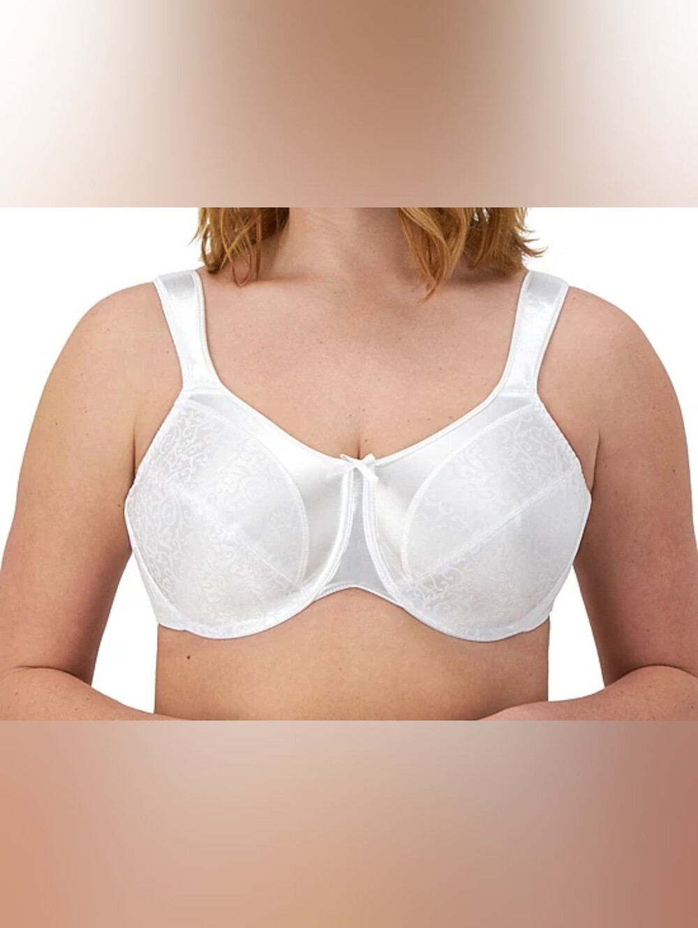 Bali White Satin Full-Coverage Support Bra Sz 40DD Underwire Pre-owned